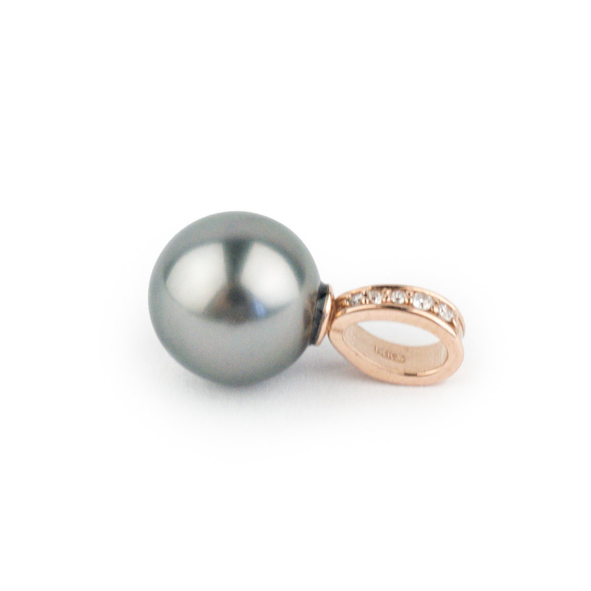 Silvery Lavender Tahitian Pearl & Diamond Mai Tai Pendant on 14K Rose Gold