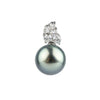 Silvery Blue Tahitian Pearl & Diamond Asteria Pendant or Necklace on 14K White Gold