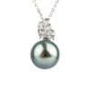 Silvery Blue Tahitian Pearl & Diamond Asteria Pendant or Necklace on 14K White Gold