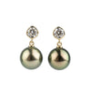 Tahitian Pearl & Diamond Nova Earrings on 14K Yellow Gold
