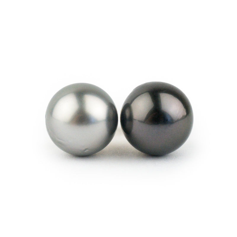 Black & White 11mm Tahitian Pearl Statement Stud Earrings