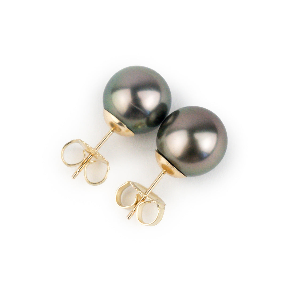 Pink-Green 10.2mm Tahitian Pearl Statement Stud Earrings