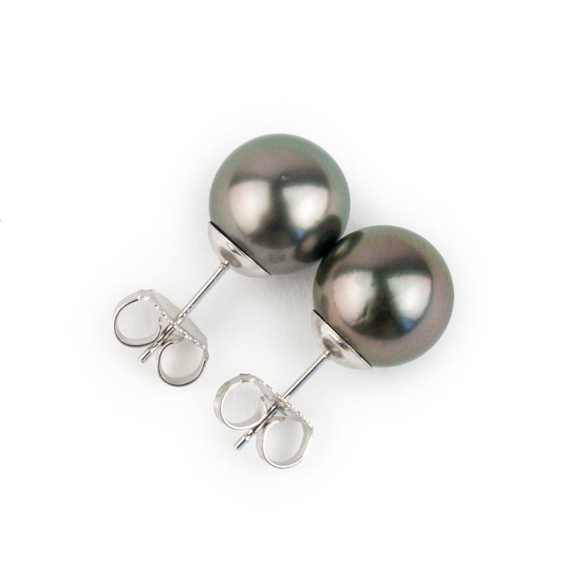 Pink-Green 10.2mm Tahitian Pearl Statement Stud Earrings
