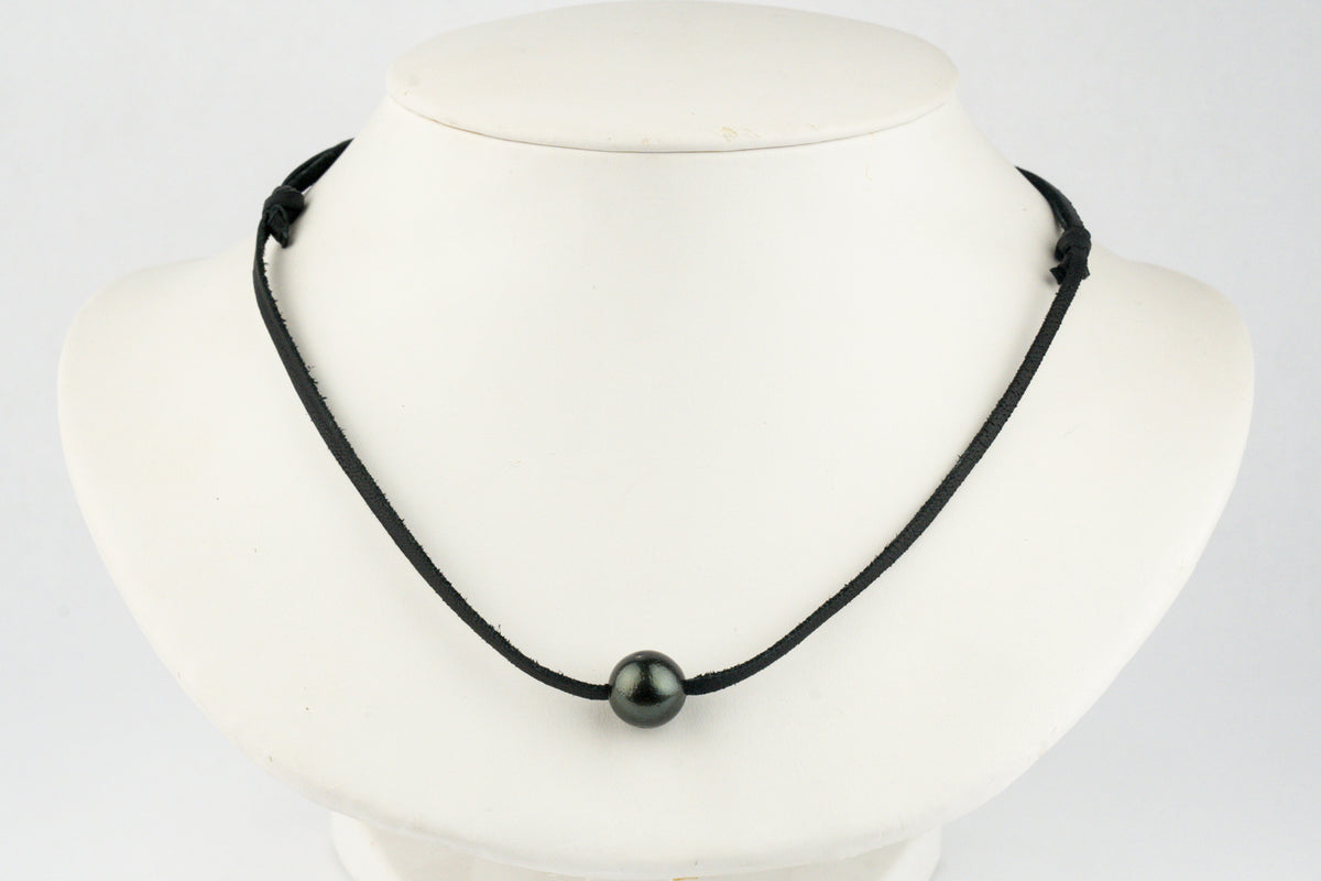 Midnight Black Shark Skin 11.7mm Super Mana Necklace