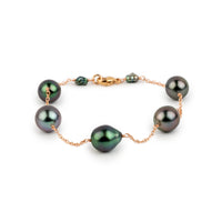 Radiant Amethyst Tahitian Pearl Tin Cup Bracelet on 14k Rose Gold