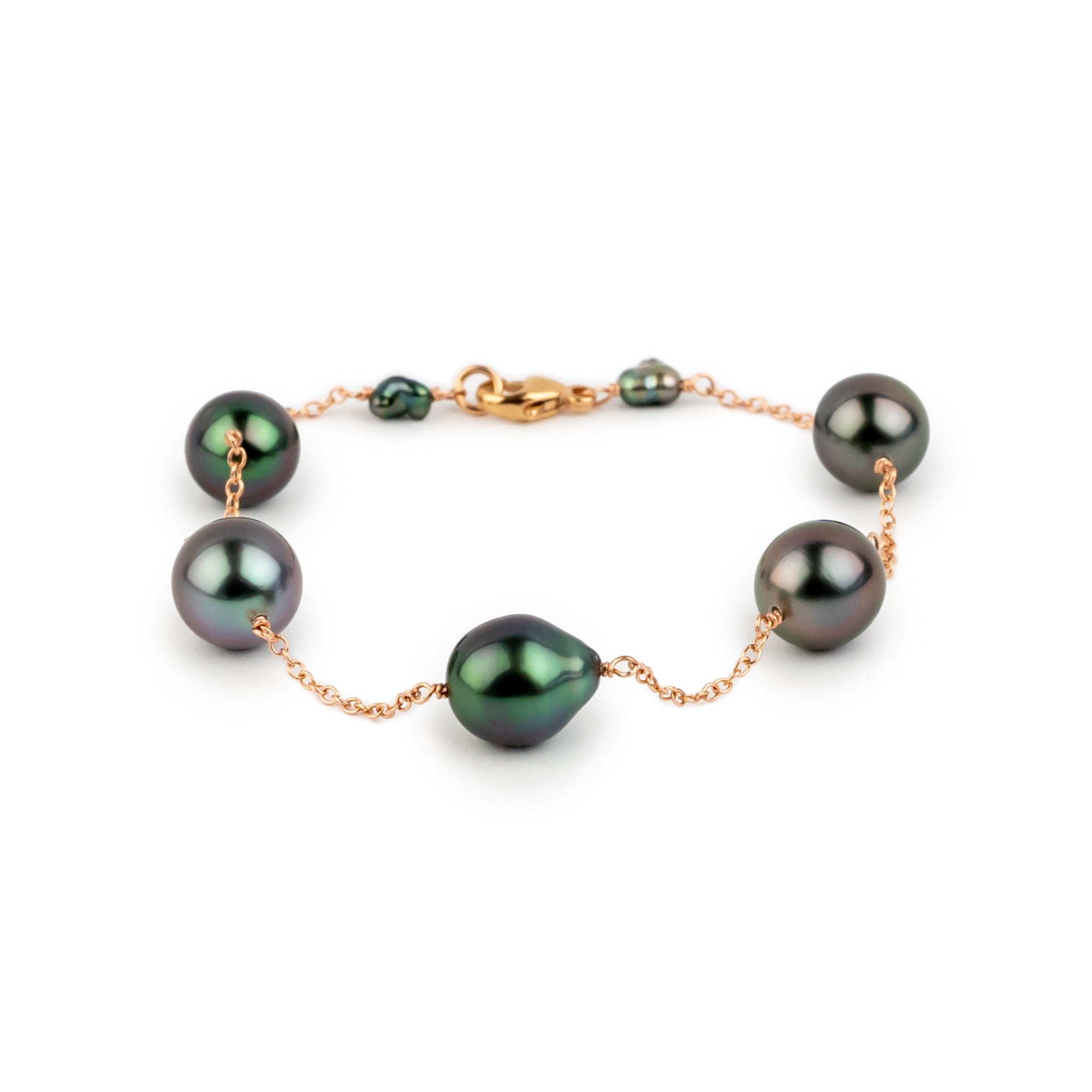 Radiant Amethyst Tahitian Pearl Tin Cup Bracelet on 14k Rose Gold