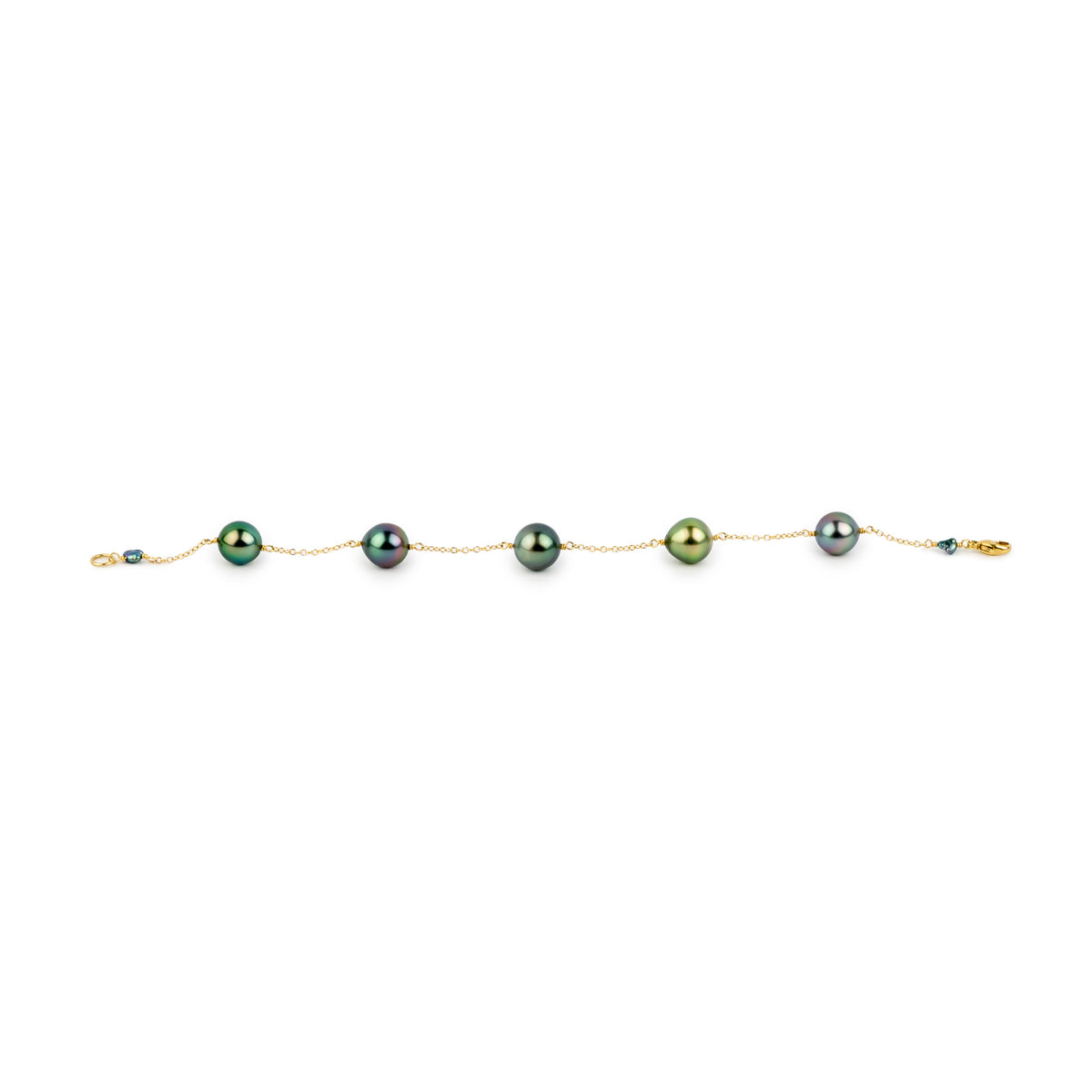 Northern Lights Tahitian Pearl Tin Cup Bracelet on 14k Yellow Gold