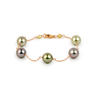 Rosebud Tahitian Pearl Tin Cup Bracelet on 14k Rose Gold