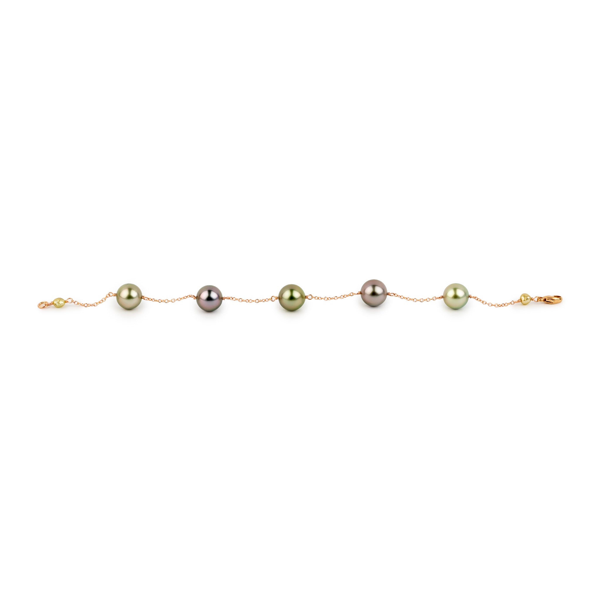 Rosebud Tahitian Pearl Tin Cup Bracelet on 14k Rose Gold