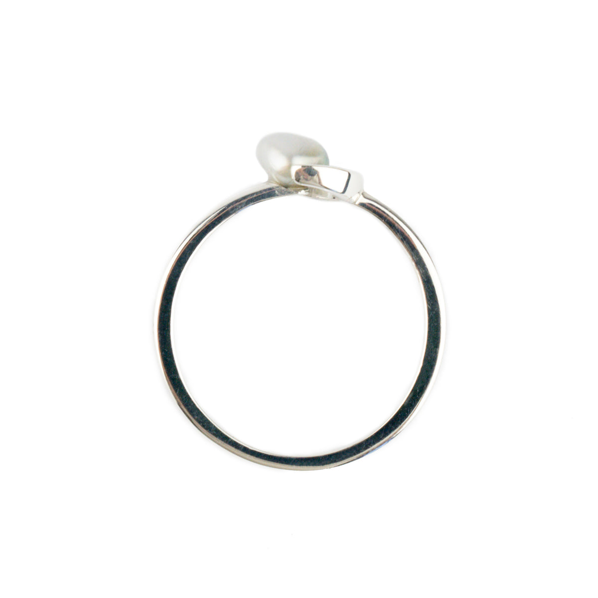 Light Silvery Tahitian Keshi Crescent Moon Ring