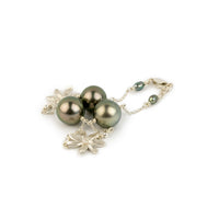Soft Pink Green Tiaré Tahitian Pearl Tin Cup Bracelet on Sterling Silver