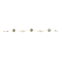 Soft Pink Green Tiaré Tahitian Pearl Tin Cup Bracelet on Sterling Silver