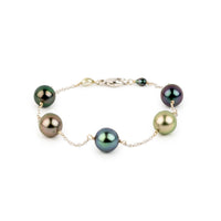 Dark Star Tahitian Pearl Tin Cup Bracelet on 14k White Gold