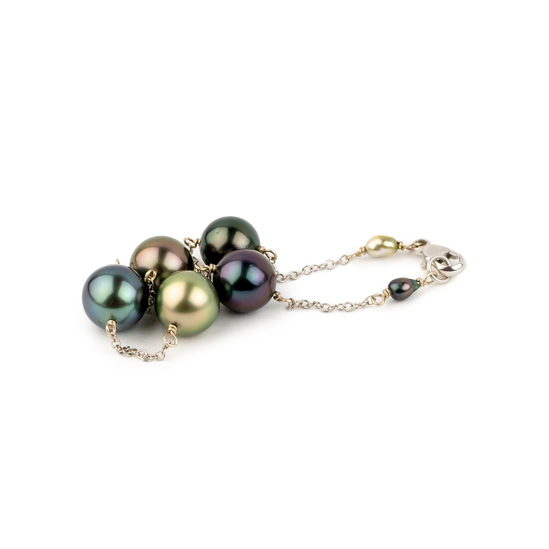 Dark Star Tahitian Pearl Tin Cup Bracelet on 14k White Gold