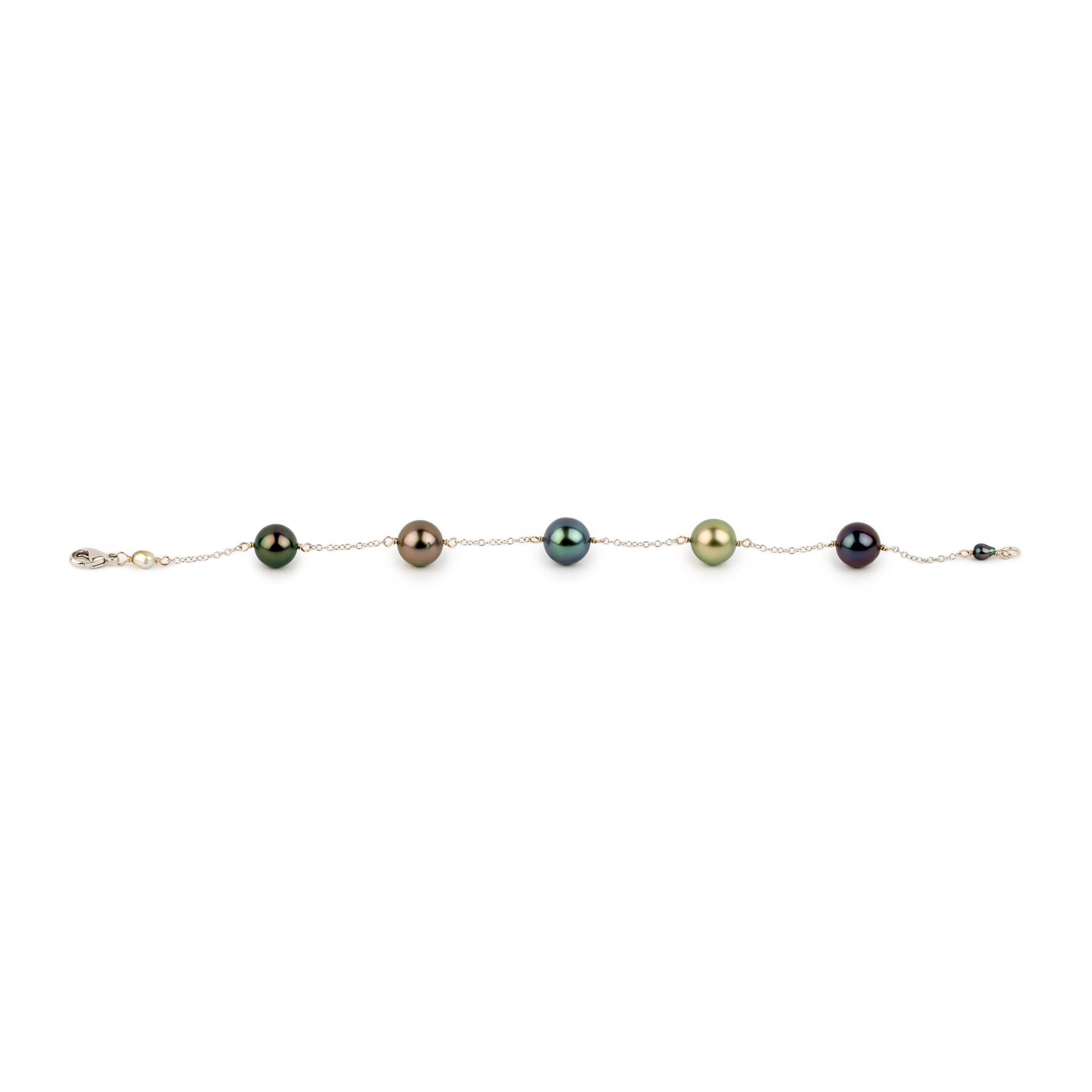 Dark Star Tahitian Pearl Tin Cup Bracelet on 14k White Gold
