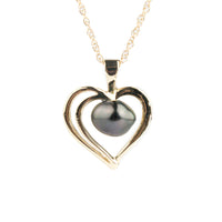 Gold Heart Tahitian Pearl Keshi Necklace