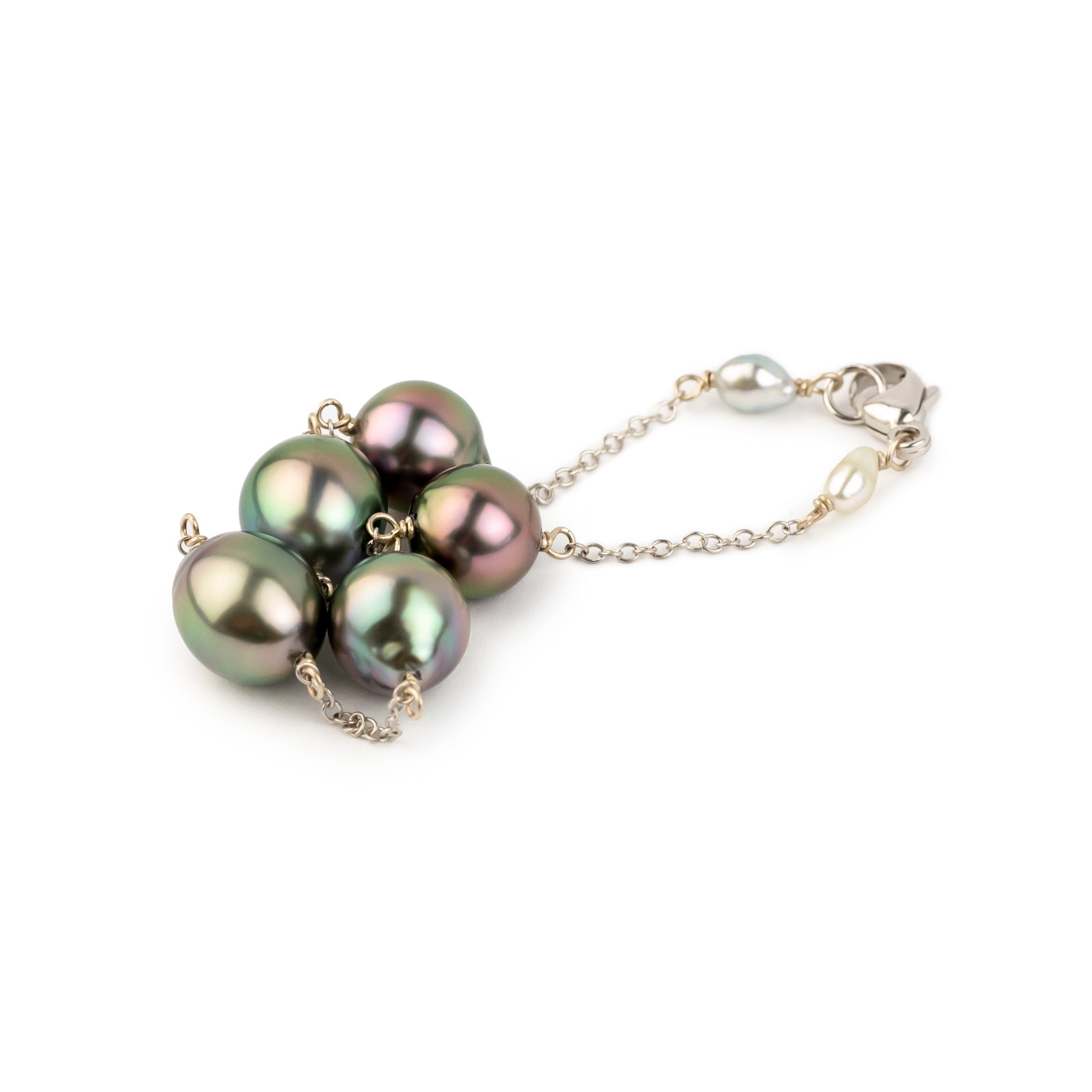 Bird of Paradise Tahitian Pearl Tin Cup Bracelet on 14k White Gold