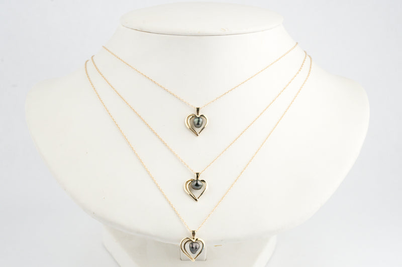 Gold Heart Tahitian Pearl Keshi Necklace