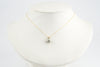 Light Golden Green Tahitian Pearl & Diamond Hoa Necklace on 14K Yellow Gold