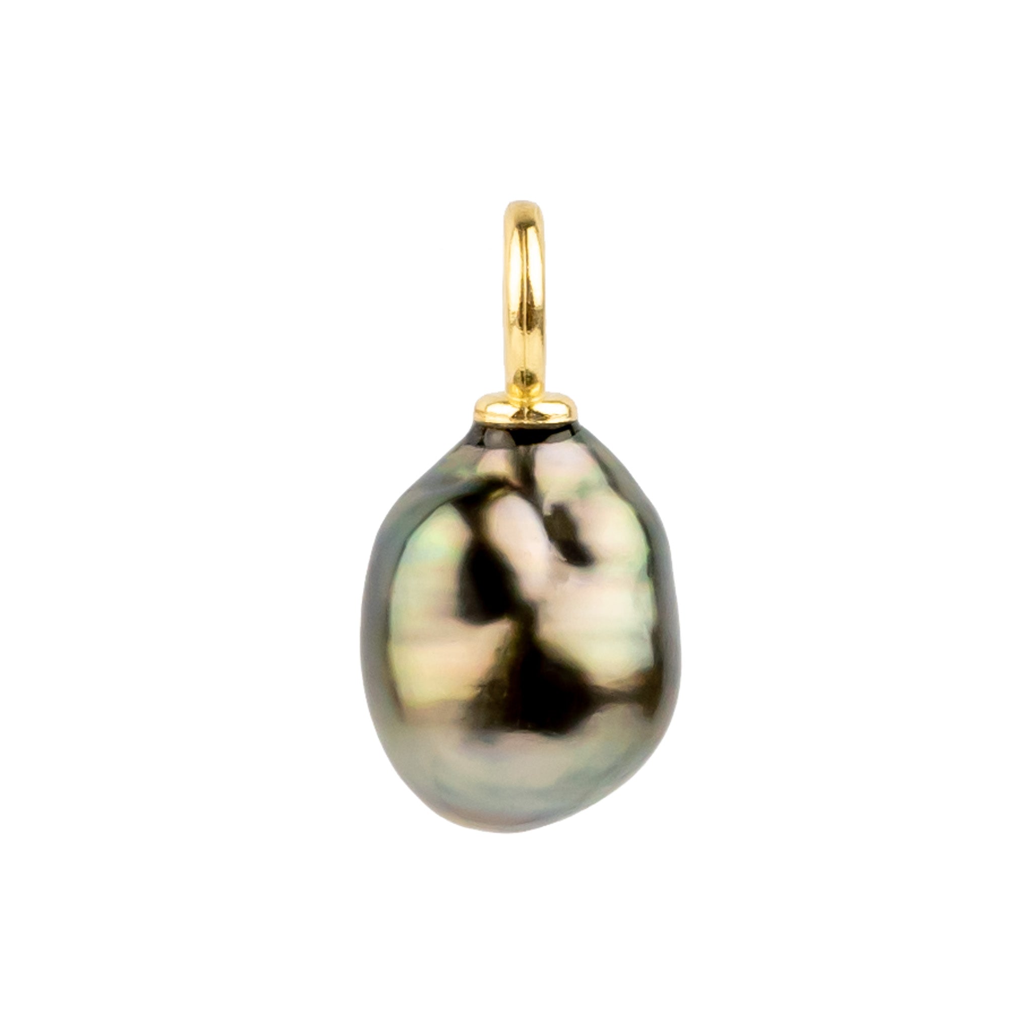 Oil-Slick 9.4mm Tahitian Keshi Pearl Pendant on Gold Filled