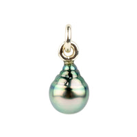 Aqua Pink Circled 11 Tahitian Pearl Rava Pendant on Sterling Silver