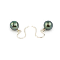 Sea Green Baroque Tahitian Pearl Dangles on Sterling Silver