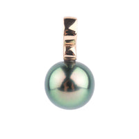 Light Peacock Green 9.4mm Tahitian Pearl Infinity Pendant on 14K Rose Gold