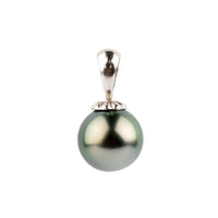 Stormy Blue Green 10.1mm Tahitian Pearl Pendant on 14K White Gold