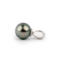 Stormy Blue Green 10.1mm Tahitian Pearl Pendant on 14K White Gold