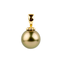 Bronze 10.6mm Tahitian Pearl Pendant on 14K Yellow Gold