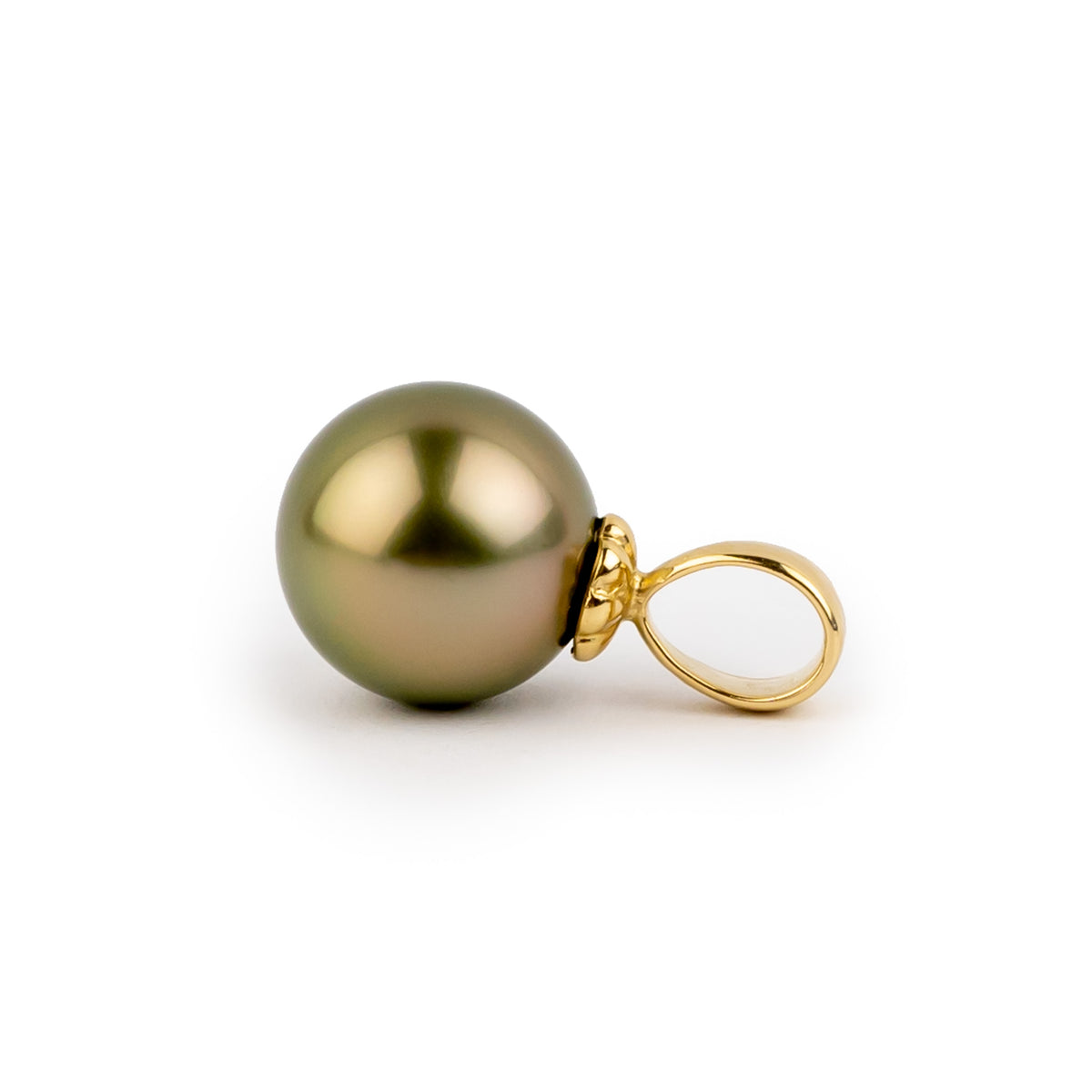 Bronze 10.6mm Tahitian Pearl Pendant on 14K Yellow Gold