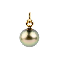 Spring Green 13.3mm Tahitian Pearl Rava Pendant on 14K Yellow Gold