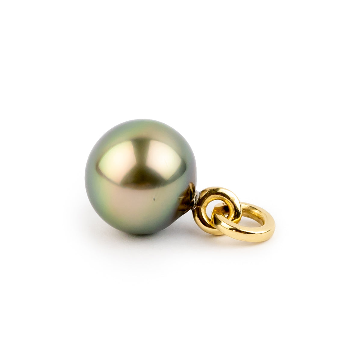 Spring Green 13.3mm Tahitian Pearl Rava Pendant on 14K Yellow Gold