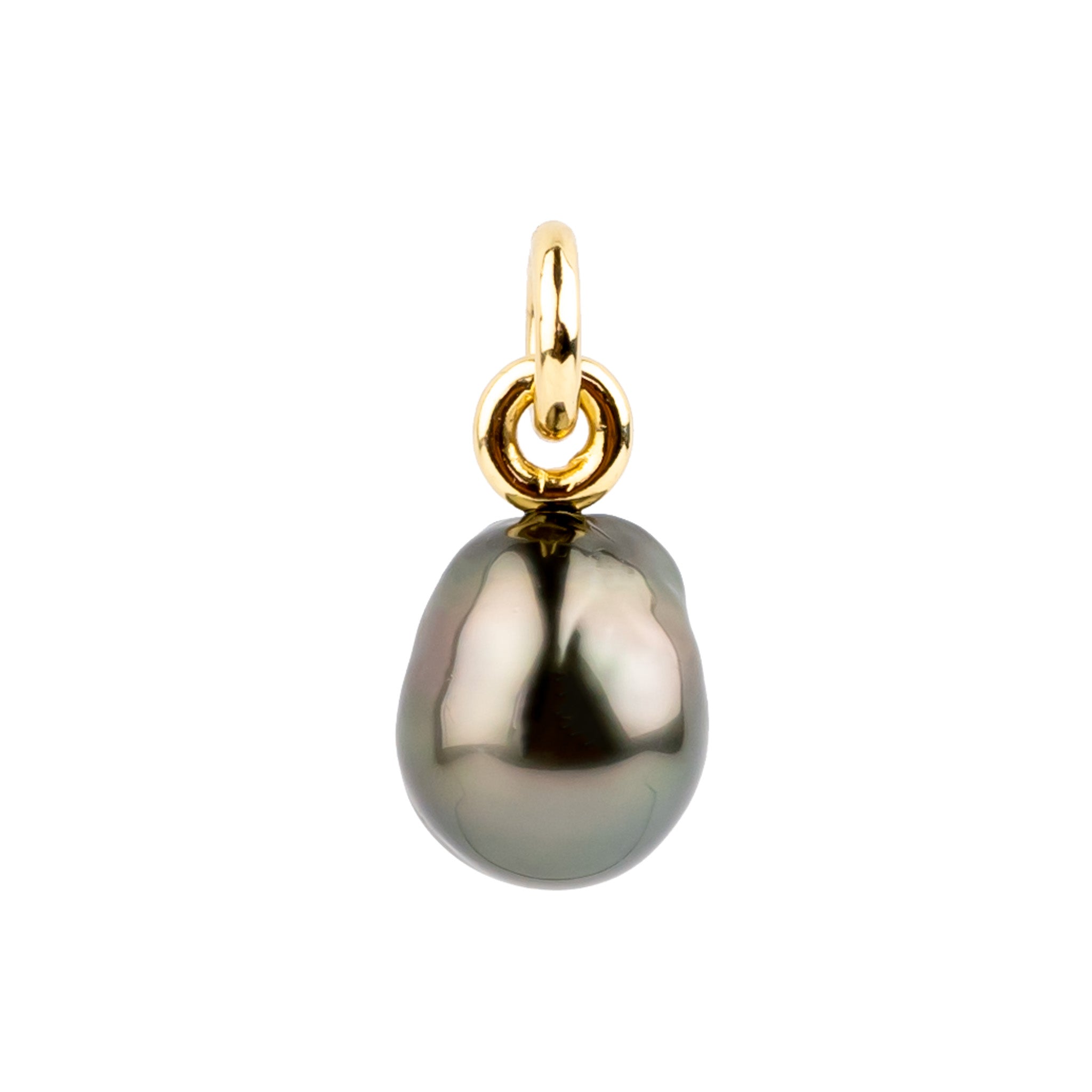 Obsidian Baroque 11.2mm Tahitian Pearl Rava Pendant on 14K Yellow Gold