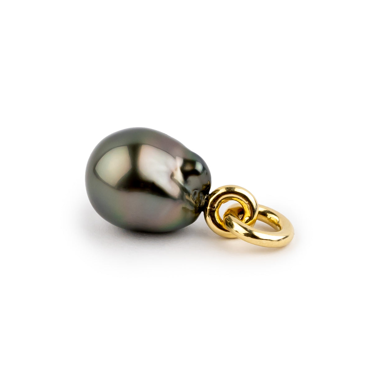 Obsidian Baroque 11.2mm Tahitian Pearl Rava Pendant on 14K Yellow Gold