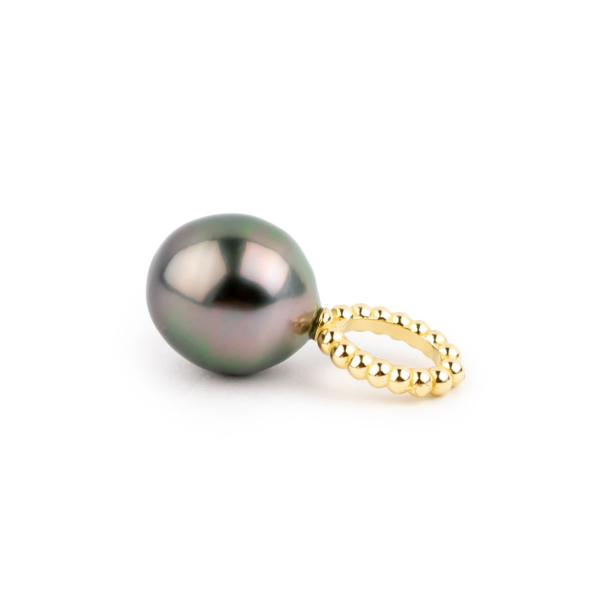 Aubergine Green 9.2mm Tahitian Pearl Pendant on 14K Yellow Gold