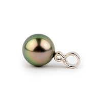 Pink Peacock 9.6mm Tahitian Pearl Infinity Pendant on 14K White Gold