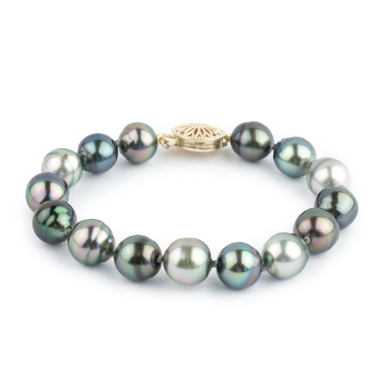 Flashy Blue-Mix Circled Tahitian Pearl Bracelet