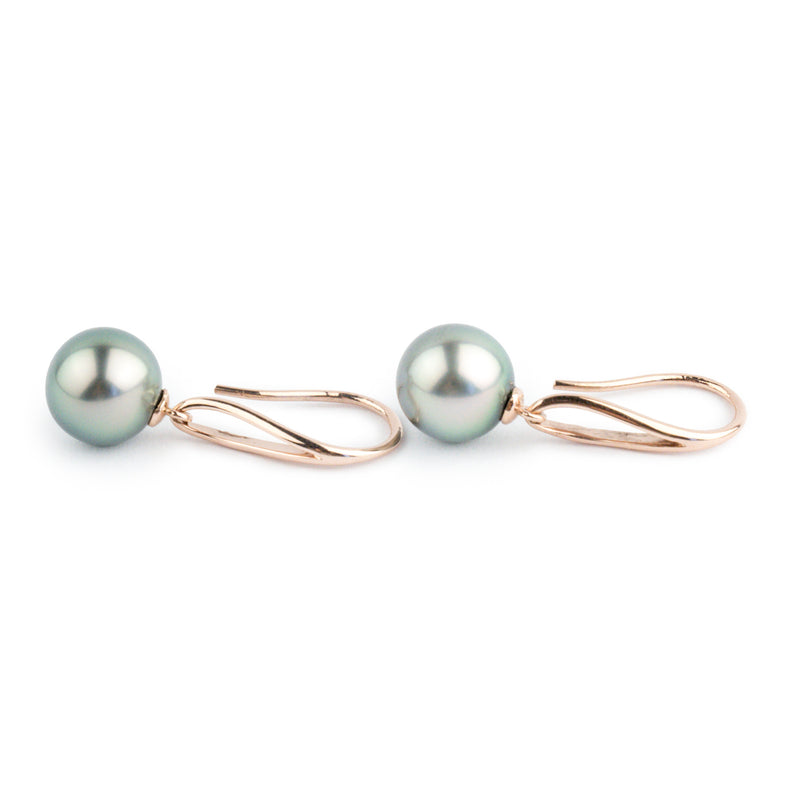 Blue-Green 11mm Teardrop Hook Dangles on 14K Rose Gold