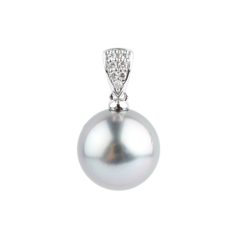 Tahitian Pearl & Diamond 12.6mm Maia Pendant on 14K White Gold