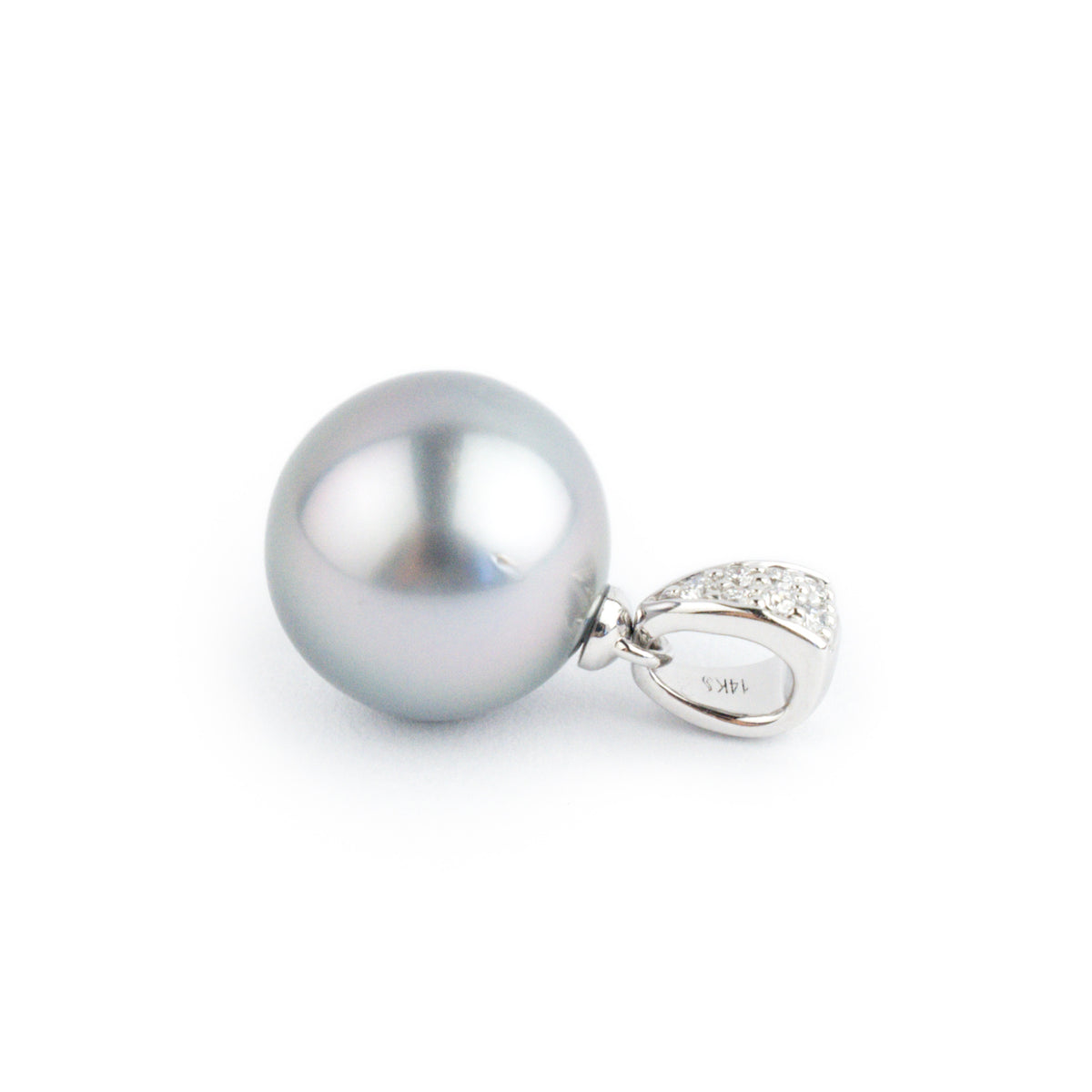 Tahitian Pearl & Diamond 12.6mm Maia Pendant on 14K White Gold