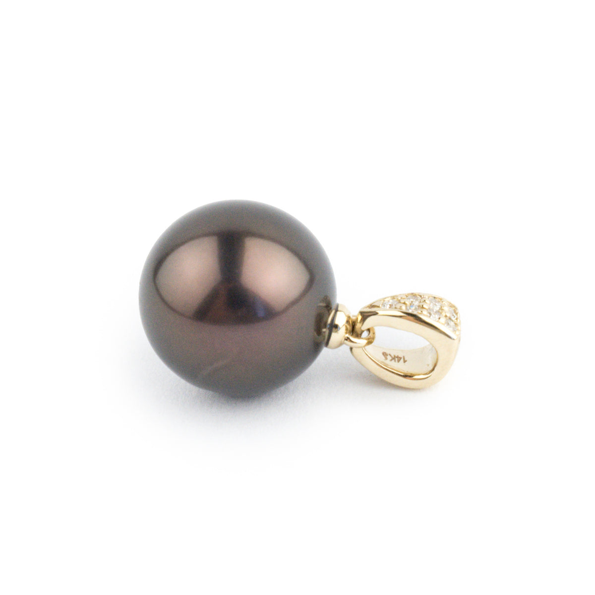 Tahitian Pearl & Diamond 13.5mm Maia Pendant on 14K Yellow Gold