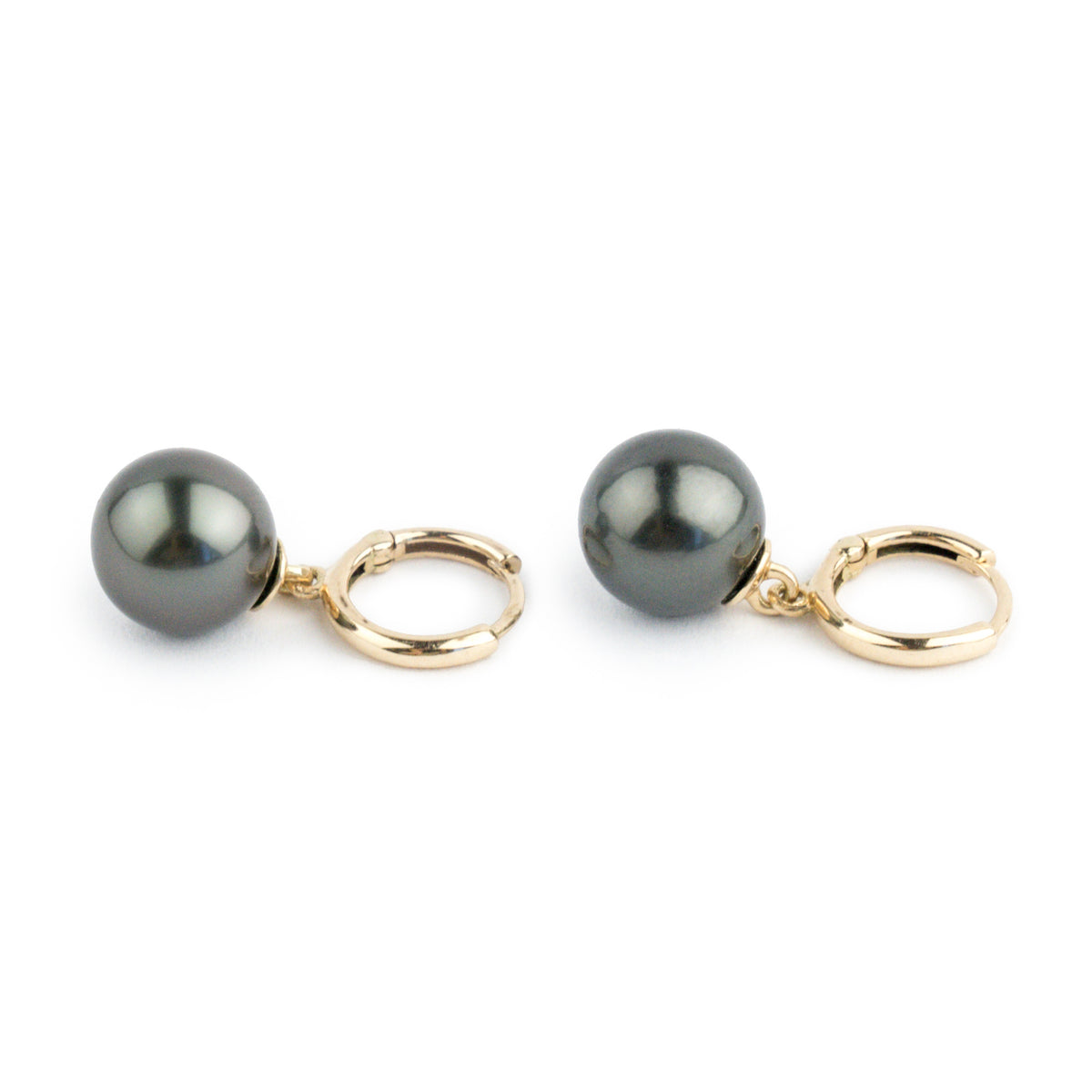 Eclipse Black Tahitian Pearl Huggie Hoop Earrings