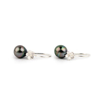 Multi-Colorful Tahitian Pearl Hibiscus Hook Earrings
