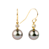 Tahitian Pearl & Diamond Aurora French Hook Earrings on 14K Yellow Gold