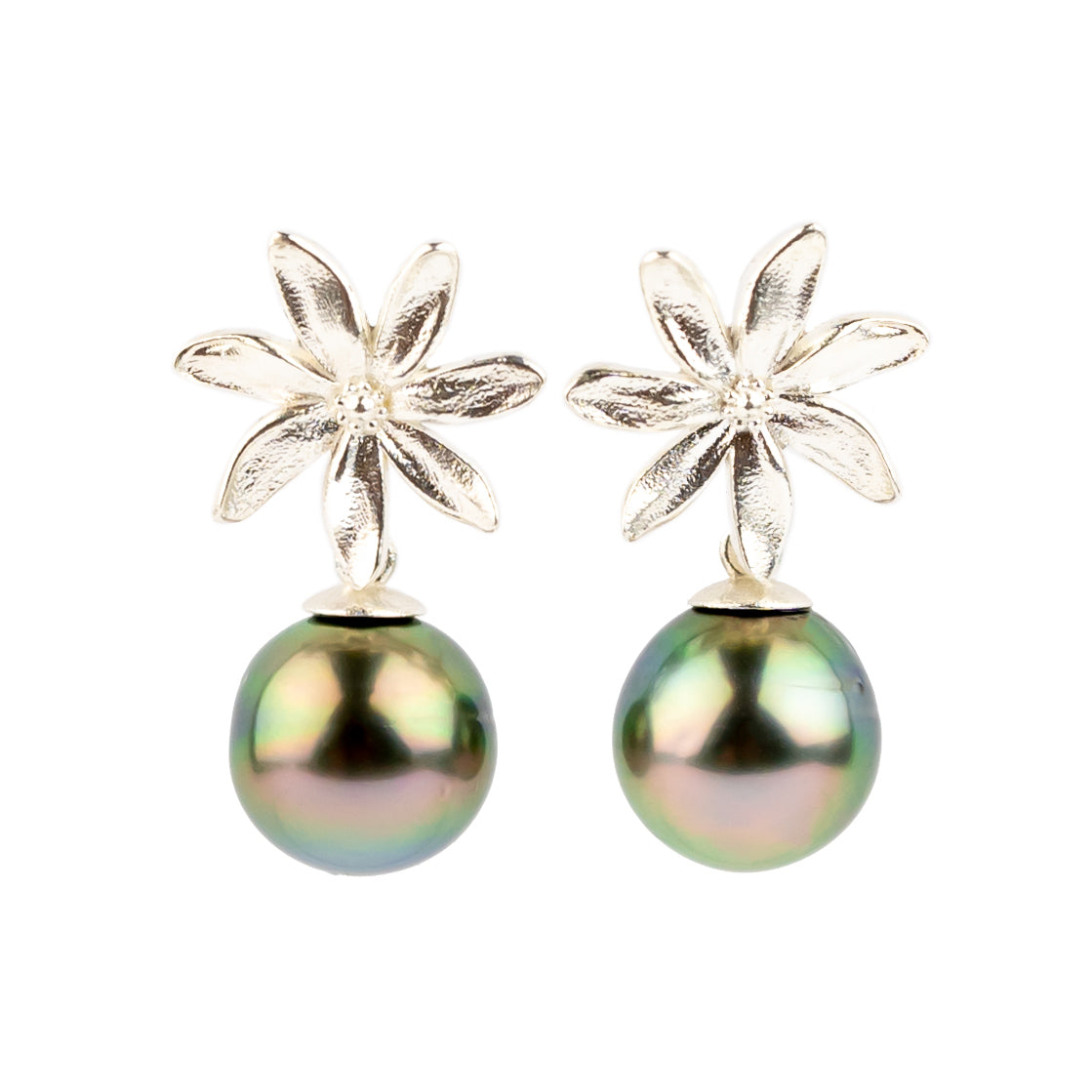 Tiaré Sterling Silver Tahitian Pearl Dangle Earrings