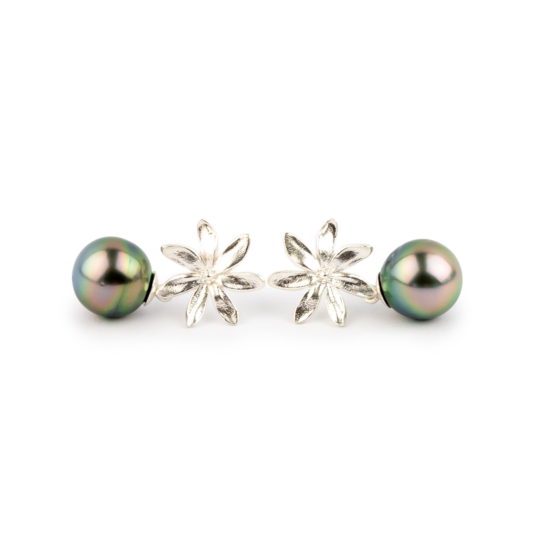 Tiaré Sterling Silver Tahitian Pearl Dangle Earrings