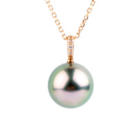 Aqua Pink Tahitian Pearl & Diamond Éclat Necklace on 14KRG
