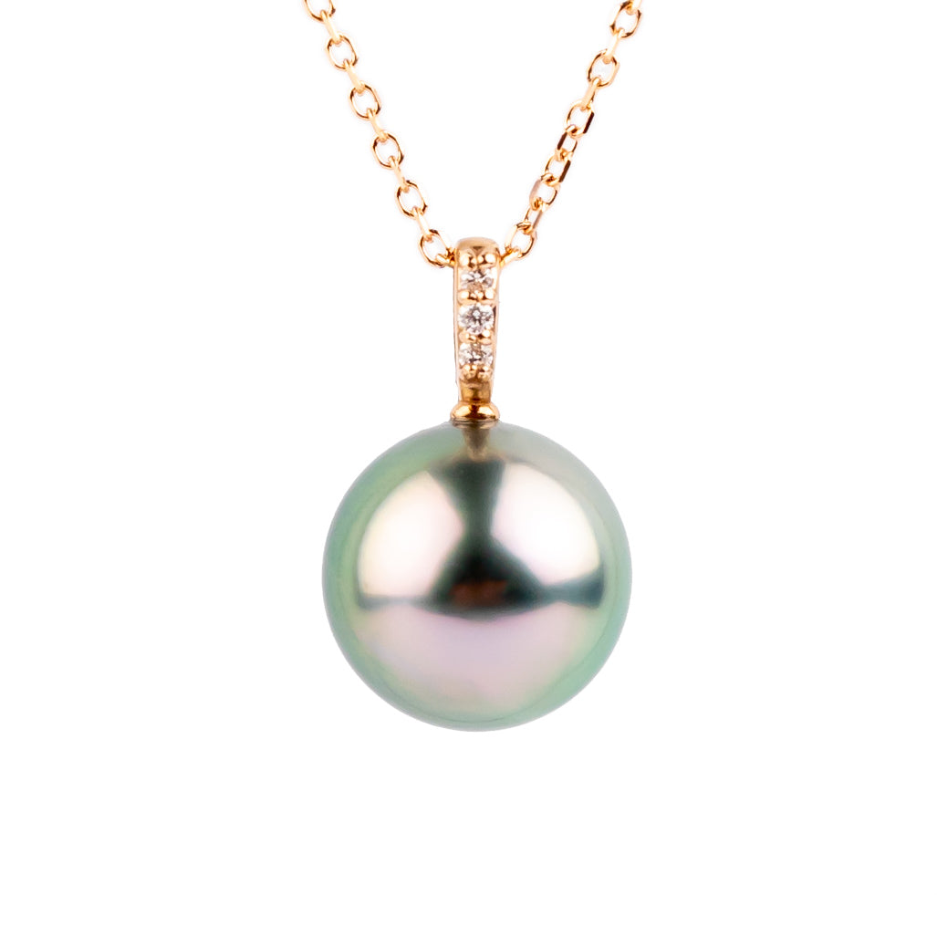 Aqua Pink Tahitian Pearl & Diamond Éclat Necklace on 14KRG