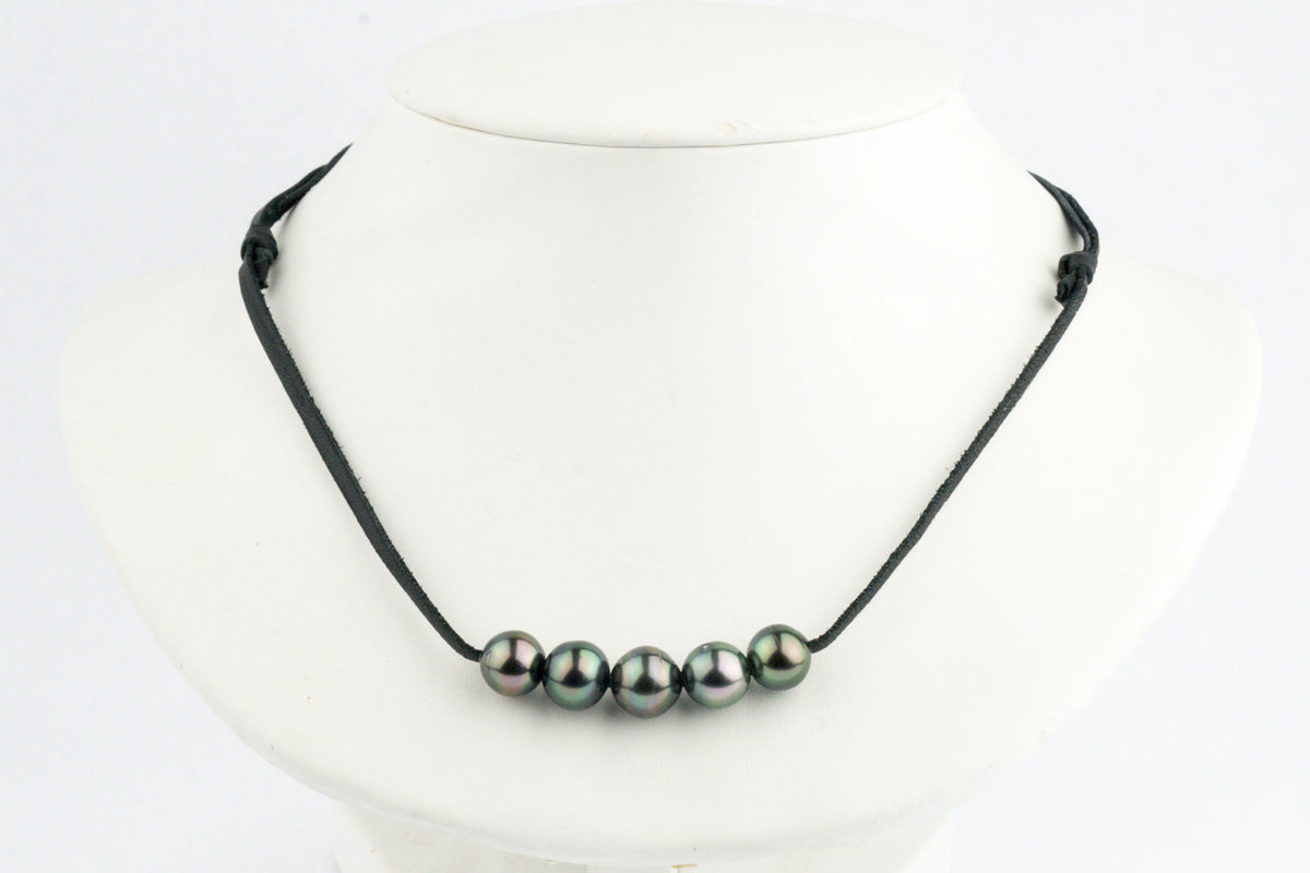 Quintuple Wild Peacock 10-10.9mm Mana Pearl Necklace